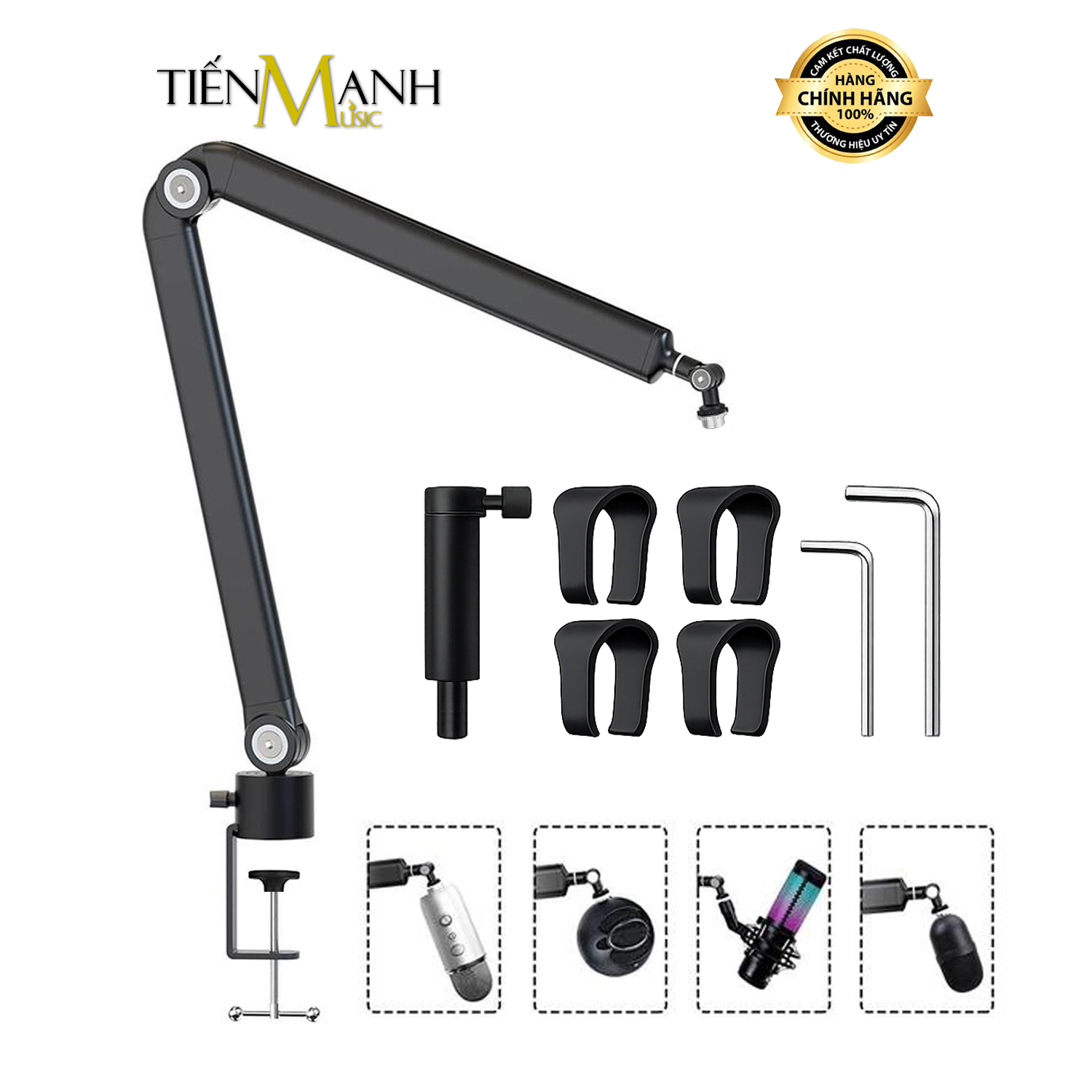 Giá Treo Micro Arm Kẹp Cạnh Bàn Dr.Mic W22 - Chịu Lực 2kg (Đen)