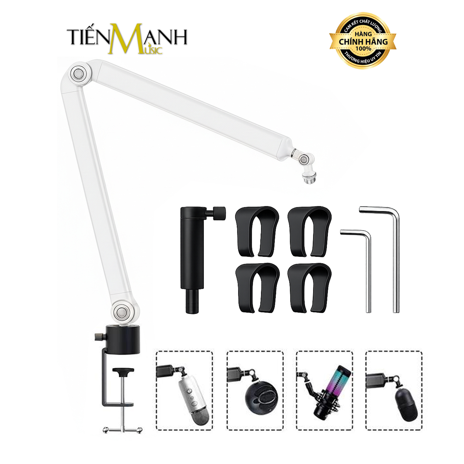 Giá Treo Micro Arm Kẹp Cạnh Bàn Dr.Mic W22 - Chịu Lực 2kg (Trắng)